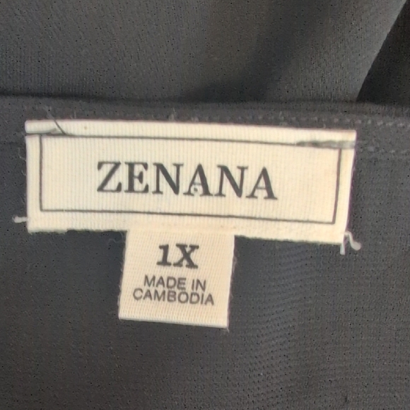 Zenana Outfitters Black Sheer Sleeve Blouse 1X                              D266 - Picture 6 of 7